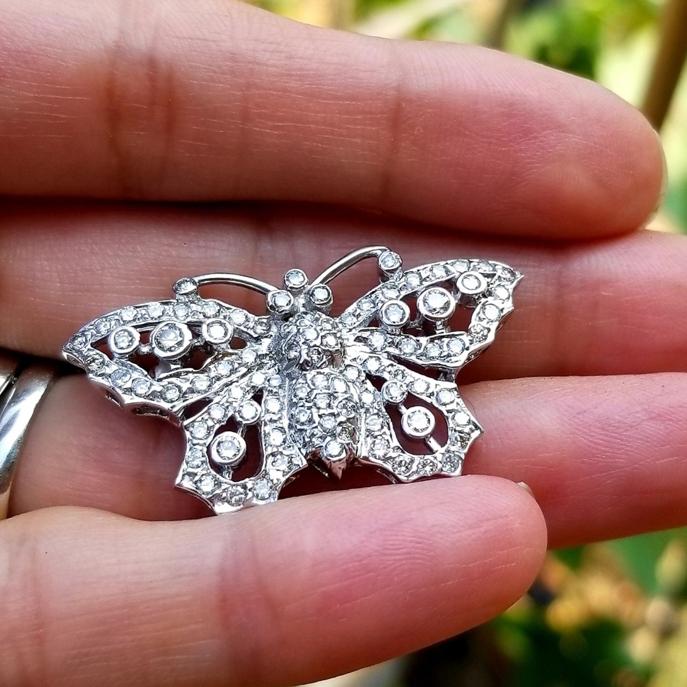 2 CARAT DIAMOND BUTTERFLY 14K WHITE GOLD OOAK!